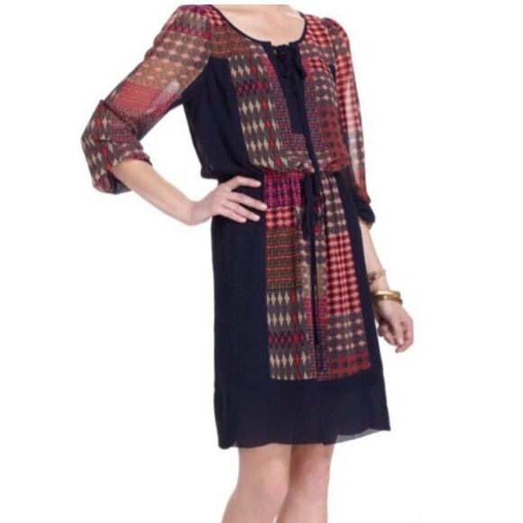 Maeve Anthropologie Rosalie Dress Small Blouson Knee Length Peasant Boho Print - Picture 10 of 10